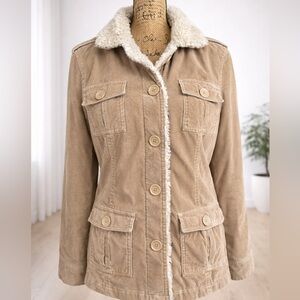 Aeropostale Beige Utility Jacket with Shearling Collar